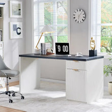 Load image into Gallery viewer, 60 - Inch Contemporary Executive Desk - Wooden Home Office &amp; Fluted Computer Desk