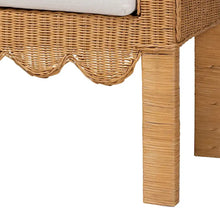 Load image into Gallery viewer, Reiko Handcrafted Natural Rattan Bench with Scalloped Design - Boho Farmhouse Seating for Entryway, Bedroom, or Living Room