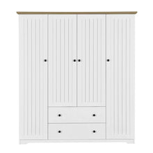 Load image into Gallery viewer, Freestanding 4 - Door Wardrobe Armoire with 2 Drawers and Hanging Rods for Clothes Storage