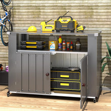 Load image into Gallery viewer, AECOJOY Outdoor Grill Table with Storage Cabinet Weatherproof, Outdoor Kitchen Island, Grill Cabinet Cart with Storage