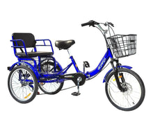 Load image into Gallery viewer, Tricycle 7 Speed, 20 inch 3 Wheel Bikes Folding Tricycle for Adults Star Strip Blue