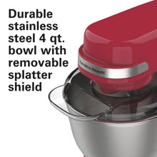 Load image into Gallery viewer, Hamilton Beach 4 Quart Stand Mixer for Kitchen, 7 Speeds, Tilt - Head, Dough Hook, Whisk &amp; Flat Beater, White