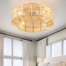 Load image into Gallery viewer, Dextrus 20" Caged Ceiling Fan with Lights and Remote Control, Rustic Farmhouse Flush Mount Design with Reversible DC Motor, 6 Speed Settings