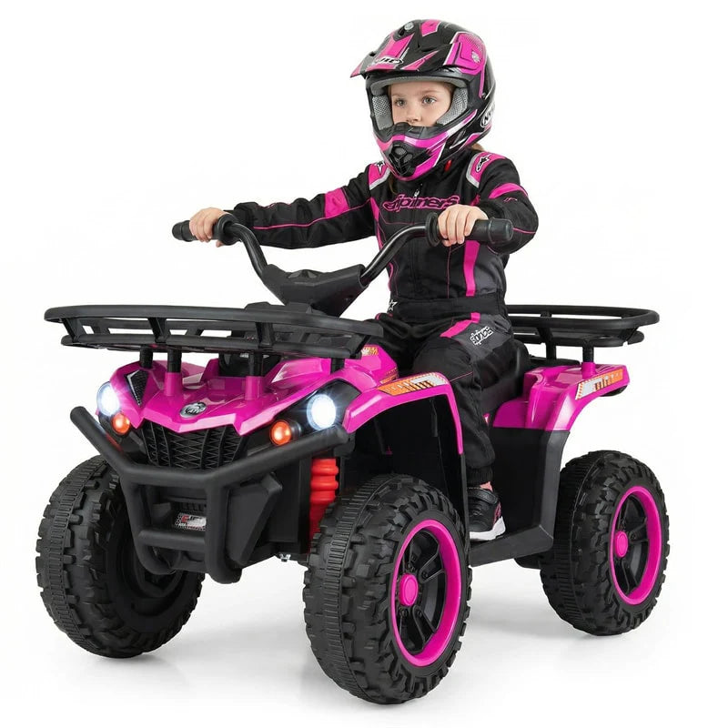 24V Kids ATV Ride On Quad, Electric 4 Wheeler Toy with 5Mph Max Speed, LED Headlights, Music, Front & Rear Storage for Boys Girls