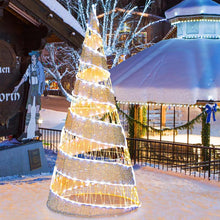 Load image into Gallery viewer, 5 FT Pre - lit Christmas Cone Tree, Artificial Spiral Conic Tree with 300 Warm White &amp; 250 Cold White LED Lights, Xmas Holiday Decor for Home Party
