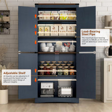 Load image into Gallery viewer, 71" Tall Farmhouse Kitchen Pantry Cabinet, 5 Layers Storage Cabinet with Adjustable Shelves, Farmhouse Pantry Cabinet with 4 Barn Doors
