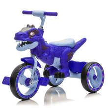 Load image into Gallery viewer, Xuanlur Kids Ride on Dinosaur Tricycle, Toddlers Kid Trike with Wide Flash Wheels, Anti - Slip Pedals, Rear Basket, Music &amp; LED Lights, Toddler Bike