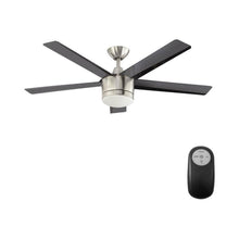 Load image into Gallery viewer, Merwry 48 in. Integrated LED Indoor Brushed Nickel Ceiling Fan with Light Kit and Remote Control