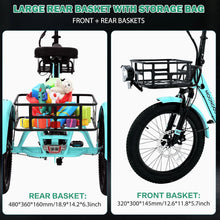 Load image into Gallery viewer, ABORON 3.0 Fat Tire Electric Trike for Senior Foldable E - Bike, 500W Motorized Tricycle Adult 20" Folding 3 Wheel Electric Commute Bike Trike W/48V