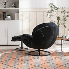 Load image into Gallery viewer, Velvet Swivel Accent Chair with Ottoman, Modern Chaise Lounge Chair with Metal Frame and Footstool, Comfy Armchair Reading Chair