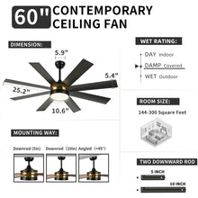 Load image into Gallery viewer, Dextrus 60 in Modern LED Outdoor/ Indoor Ceiling Fan with Remote Control