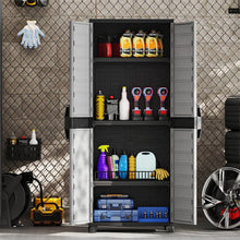 Load image into Gallery viewer, 68" Lockable Plastic Storage Cabinet with 3 Adjustable Shelves, Vertical Shelving Unit Utility Garage Organizer for Basement, Laundry Room &amp; Mudroom