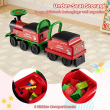 Load image into Gallery viewer, 6V 2-Seater Ride On Train with Detachable Carriage, Under-Seat Storage, Whistle &amp; Flashing LED Lights, Trackless Electric Ride On Toy for Kids