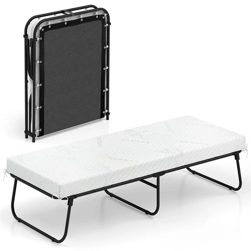 Cot Size Rollaway Guest Bed with Memory Foam Mattress, 75