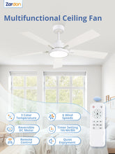 Load image into Gallery viewer, Zardon 52 in Black Ceiling Fan with LED Light and Remote, Downrod 6-Speed and Quiet Reversible DC Motor for Bedroom, Living Room, Indoor