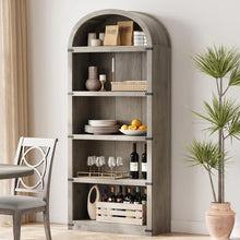 Load image into Gallery viewer, Bookcase 5 Shelf Arched Bookshelf 71.65in Tall Bookcase Farmhouse Display Storage Rack Wooden Bookshelves for Home Office, Living Room(White)