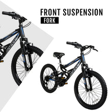 Load image into Gallery viewer, Hyper Bicycles 20" Boys Shocker Mountain Bike, Kids, Black, Recommended Age Group 8 to 13 Years Old