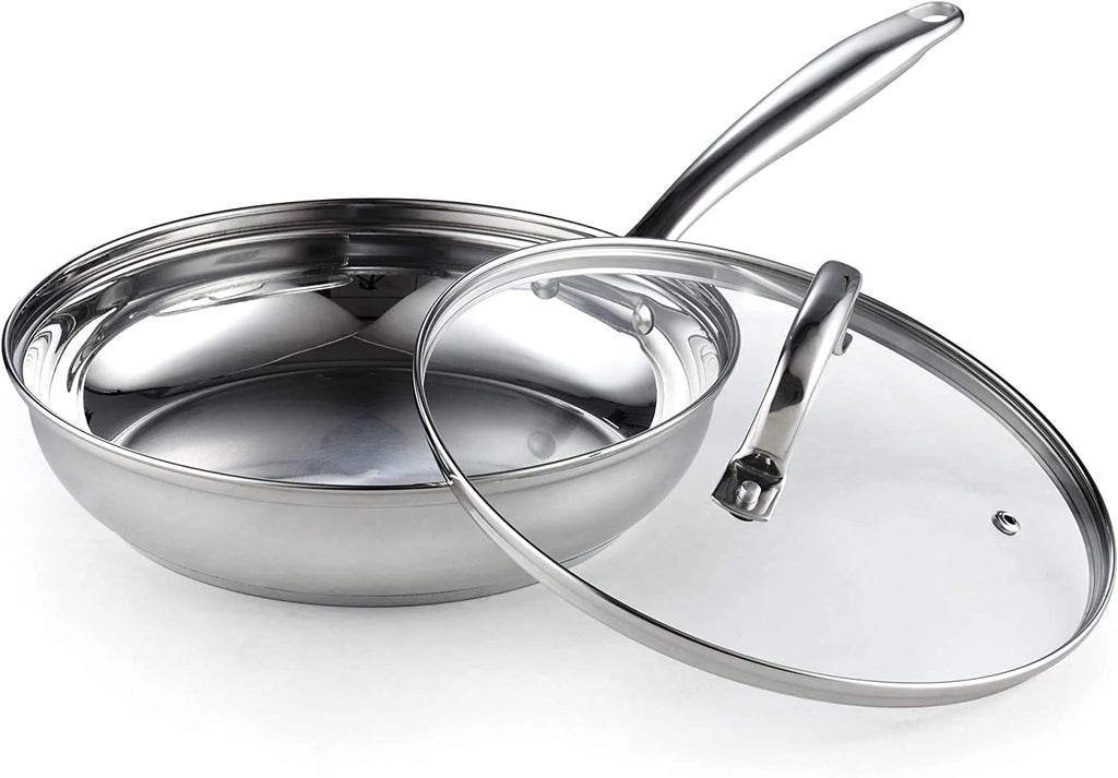 Cook N Home Pots and Pans Stainless Steel, 8-Piece Induction Pot Kitchen Cookware Set, Silver, Oven Safe