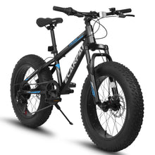 Load image into Gallery viewer, 20 in Mountain Bike for 7 - 15 Years Old, 7 Speed Kids Bike with High Carbon Steel Frame, Fat Tire and Dual Disc Brake, Front Suspension Mountain