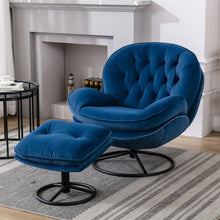 Load image into Gallery viewer, Velvet Swivel Accent Chair with Ottoman, Modern Chaise Lounge Chair with Metal Frame and Footstool, Comfy Armchair Reading Chair
