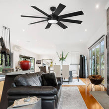 Load image into Gallery viewer, Moasis Matte Black 60 - in 8 - Blade LED Ceiling Fan with Remote Control - 60"
