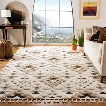 Load image into Gallery viewer, Safavieh Moroccan Tassel Shag MTS688A Ivory /Brown Rug - 6' 7" x 9' 2"