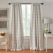 Load image into Gallery viewer, Elrene Brighton Windowpane Plaid Blackout Window Curtain Panel, Gray, 95 in