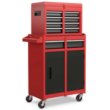 Load image into Gallery viewer, 2 - in - 1 Rolling Tool Chest, 5-Drawer Tool Storage Cabinet with Wheels, Adjustable Shelf, Tool Box Organizer for Garage Warehouse Workshop