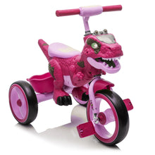 Load image into Gallery viewer, Xuanlur Kids Ride on Dinosaur Tricycle, Toddlers Kid Trike with Wide Flash Wheels, Anti - Slip Pedals, Rear Basket, Music &amp; LED Lights, Toddler Bike