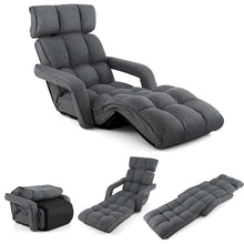 Load image into Gallery viewer, 6 - Position Adjustable Floor Sofa Bed, Folding Lazy Sofa Chaise Lounger Recliner with Armrests &amp; Footrests for Living Room, Bedroom &amp; Gaming