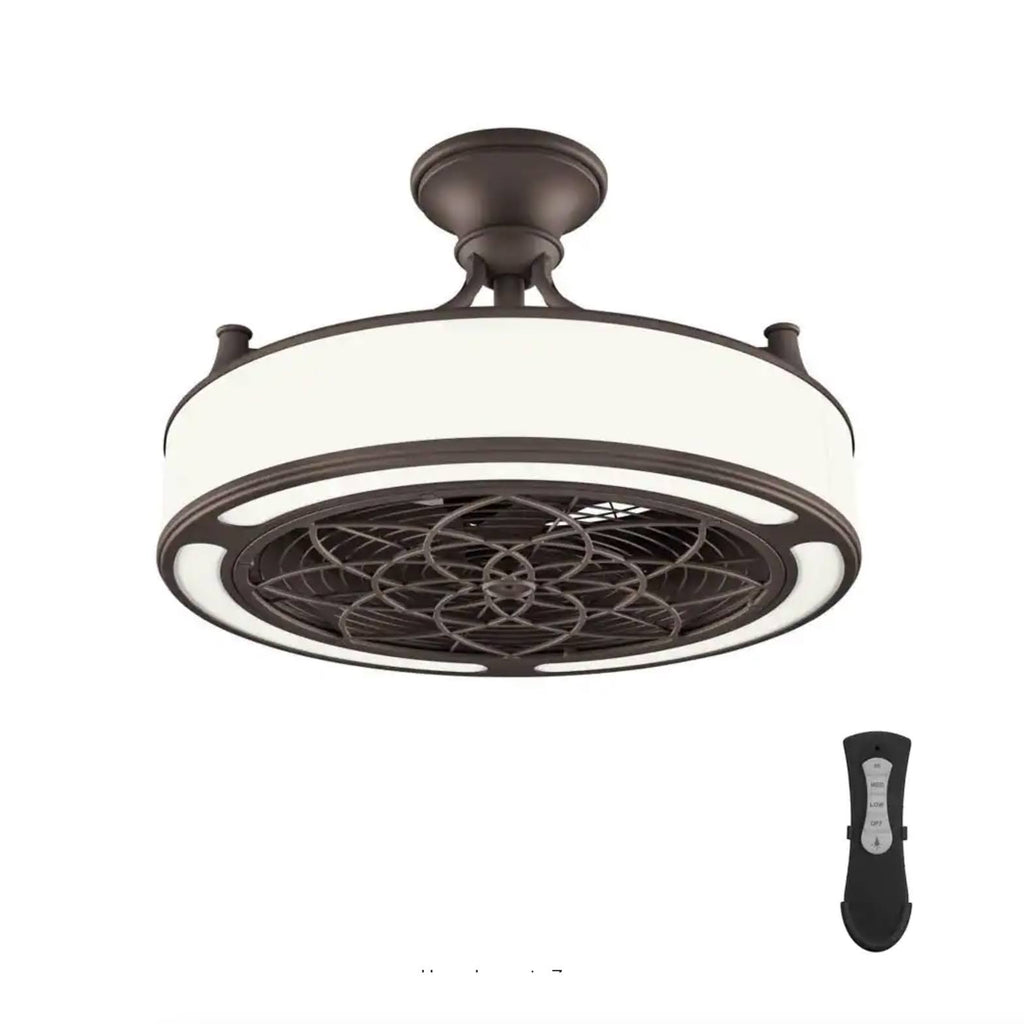 Home Decorators Collection Windara 22 in. LED Indoor/Covered Outdoor Bronze Ceiling Fan with Light Kit and Remote Control