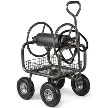 Load image into Gallery viewer, Portable Garden Hose Reel Cart Holds 300FT of 5/8" Large Capacity, Heavy - Duty Metal Hose Cart with 4 Wheels &amp; Storage Basket for Lawn Yard
