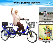 Load image into Gallery viewer, Tricycle 7 Speed, 20 inch 3 Wheel Bikes Folding Tricycle for Adults Star Strip Blue