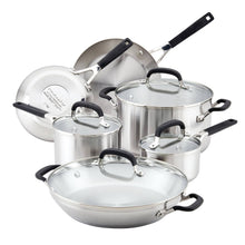 Load image into Gallery viewer, KitchenAid Stainless Steel Cookware Induction Pots and Pans Set, 10-Piece, Brushed Stainless Steel