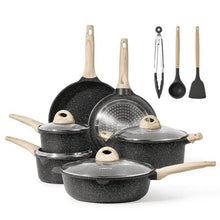 Load image into Gallery viewer, Carote Nonstick Pots and Pans Set, 13 Pcs Induction Kitchen Cookware Sets (Black Granite), Size: 6