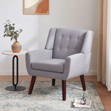 Load image into Gallery viewer, HUIMO Accent Chair, Button Tufted Upholstered Living Room Chairs, Mid Century Modern Comfy Reading Chairs for Bedroom, Living Room, Beige