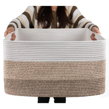 Load image into Gallery viewer, OIAHOMY Large Rectangle Blanket Basket, Woven Nursery Cotton Rope Baskets for Storage, Living Room, Toy Organizing with Handle-2