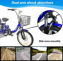 Load image into Gallery viewer, Tricycle 7 Speed, 20 inch 3 Wheel Bikes Folding Tricycle for Adults Star Strip Blue
