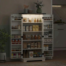 Load image into Gallery viewer, Spaco 17-Tier Kitchen Small Pantry Cabinet with 2 Doors and 6 Adjustable Shelves, Cabinet Pantry, Freestanding 5-Tier Shelving Pantries
