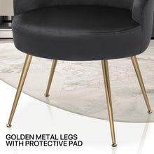 Load image into Gallery viewer, Monibloom Velvet Accent Chair, Modern Upholstered Single Sofa Side Chair, Comfy Barrel Club Living Room Armchair with Golden Metal Legs