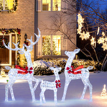 Load image into Gallery viewer, Tangkula 3-Piece Christmas Lighted Iridescent Reindeer Family Set with 215 Cold White LED Lights and Ground Stakes