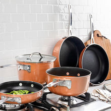 Load image into Gallery viewer, StackMaster 21-Piece Aluminum Cast Textured Ceramic Nonstick Cookware and Bakeware Set with Utensils