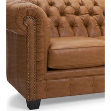 Load image into Gallery viewer, Hancock Tufted Top Grain Italian Leather Chesterfield Sofa - Dimensions: 31" H x 86" W x 40" D