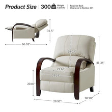 Load image into Gallery viewer, Set of 2 Alex Mid - Century Modern Genuine Leather Manual Recliners with Curved Wooden Arms