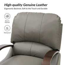 Load image into Gallery viewer, Set of 2 Alex Mid - Century Modern Genuine Leather Manual Recliners with Curved Wooden Arms