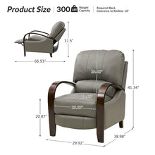 Load image into Gallery viewer, Set of 2 Alex Mid - Century Modern Genuine Leather Manual Recliners with Curved Wooden Arms