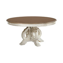 Load image into Gallery viewer, Caelum 7-Piece Round Dining Set with White Fabric Upholstery by The Gray Barn