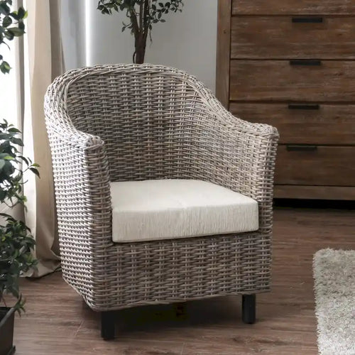 Furniture of America Lali Rustic Kubu Rattan Wicker Lounge Chair