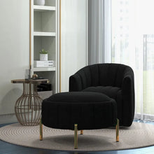 Load image into Gallery viewer, SEYNAR Modern Velvet Tufted Swivel Club Chair and Ottoman Set