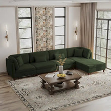 Load image into Gallery viewer, 5-Piece Corduroy Modular Sectional Sofa with Ottoman